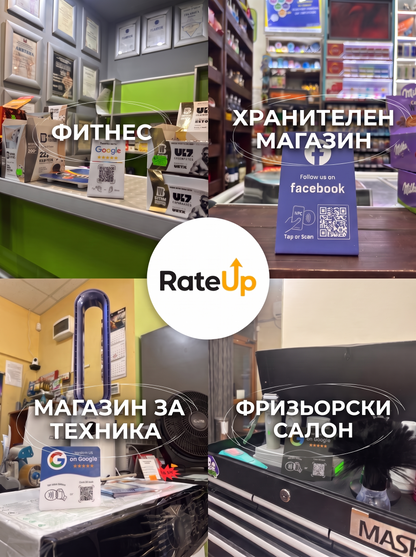 Събирай повече Google отзиви с едно докосване чрез RateUp™ NFC стойка.